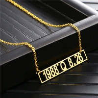skqir personalized hang tag hollowed name necklace roman numeral date letters stainless steel charm necklaces handmade jewelry