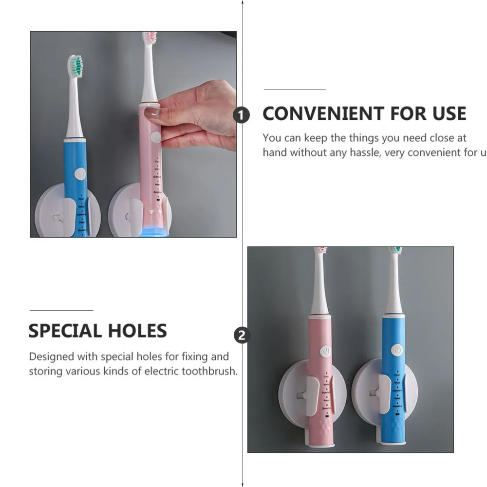 

2Pcs Punching-free Electric Toothbrush Racks Wall-mounted Storage Holders White
