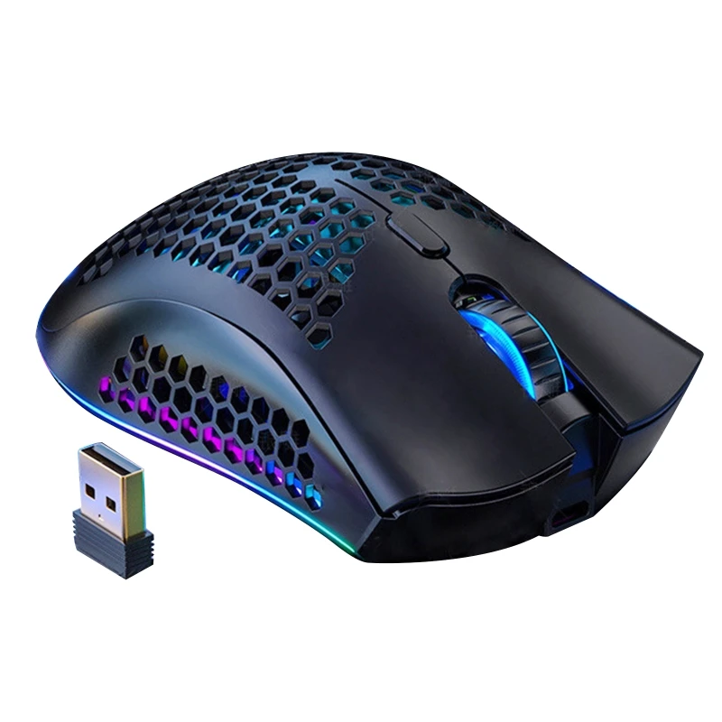 

2.4Ghz 1600DPI 7 Key RGB Rechargeable Hollowed Shell Gaming Mouse Wireless 1XCB