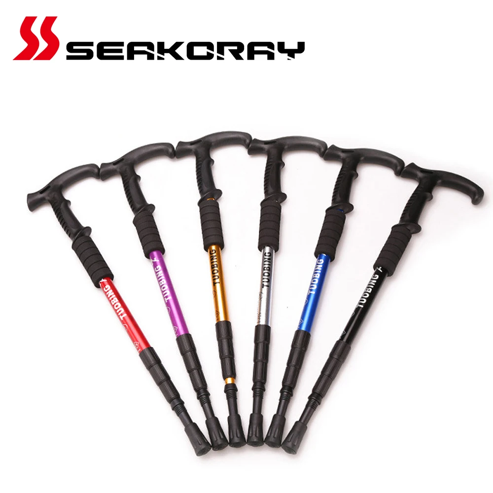 

Hiking Sticks Outdoor Fold Trekking Poles Camping Portable Walking Hiking Stick 4 Sections Telescopic Walking Stick