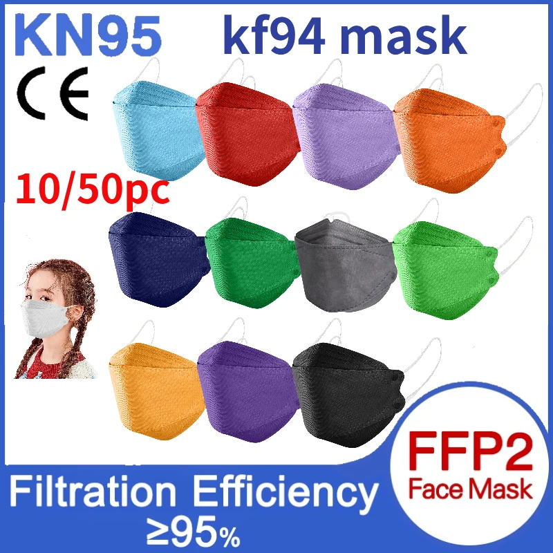 

10-50 шт. FFP2 маска для лица одобренная CE FPP2 mascarilla одноразовая KN95 KF94 маска для лица черная рыба FFP2MASK kf94маска Корея