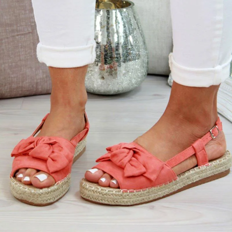 

2021 summer women shoes fashion bow sandals women's plus size platform buckle straw sandals