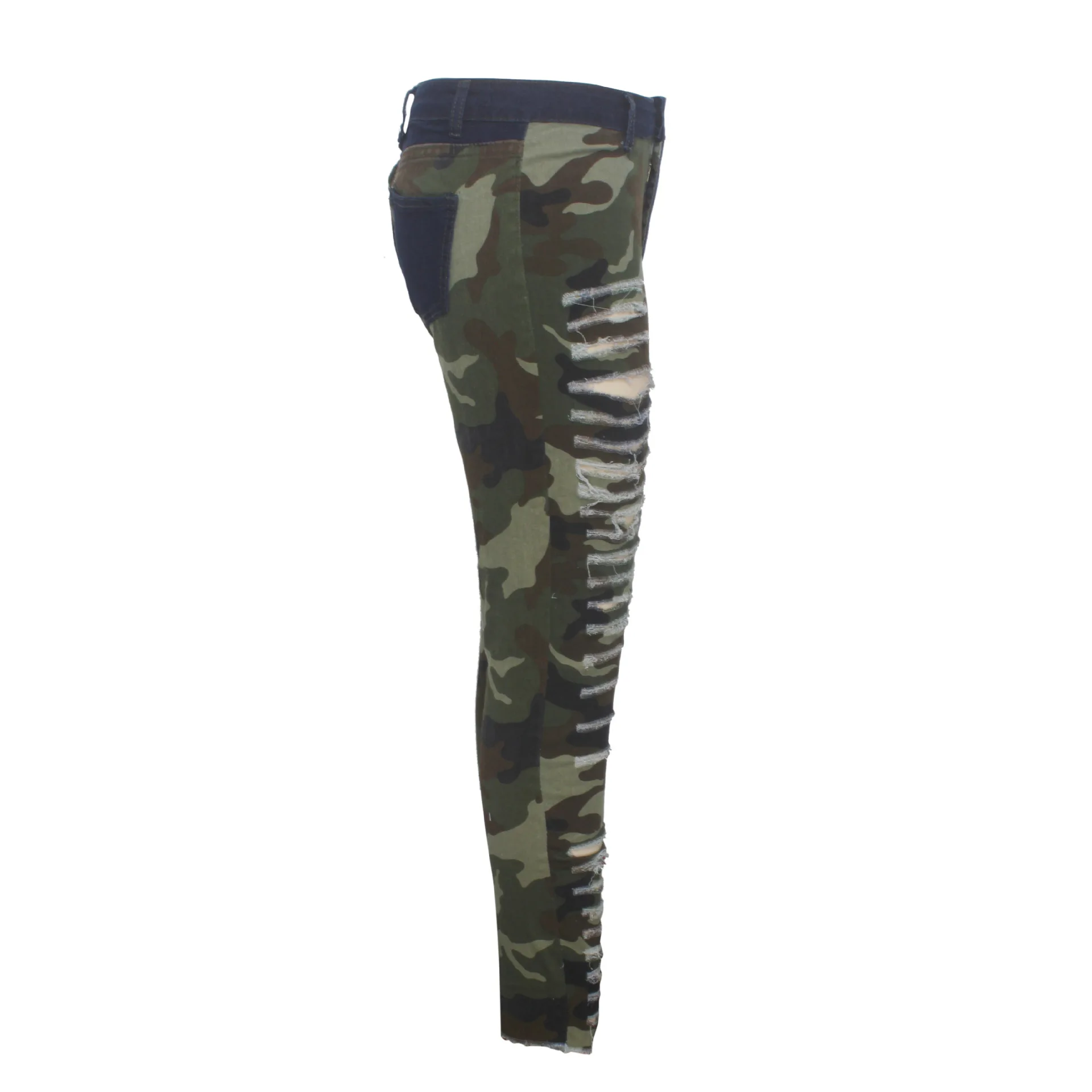

New Autumn Winter Female Denim Pants Women Skinny Hole Club Camouflage 2021 Print Jeans Sexy Pencil Bandage Trousers Streetwear