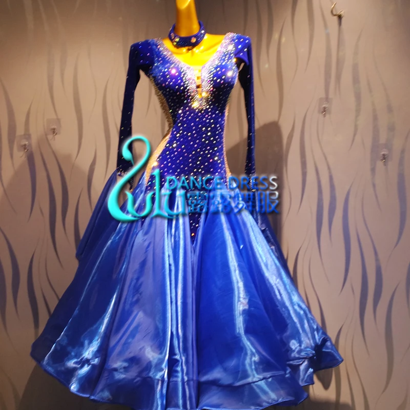 Женское платье для танго-вальса гладкое соревнований по американскому танцу 8