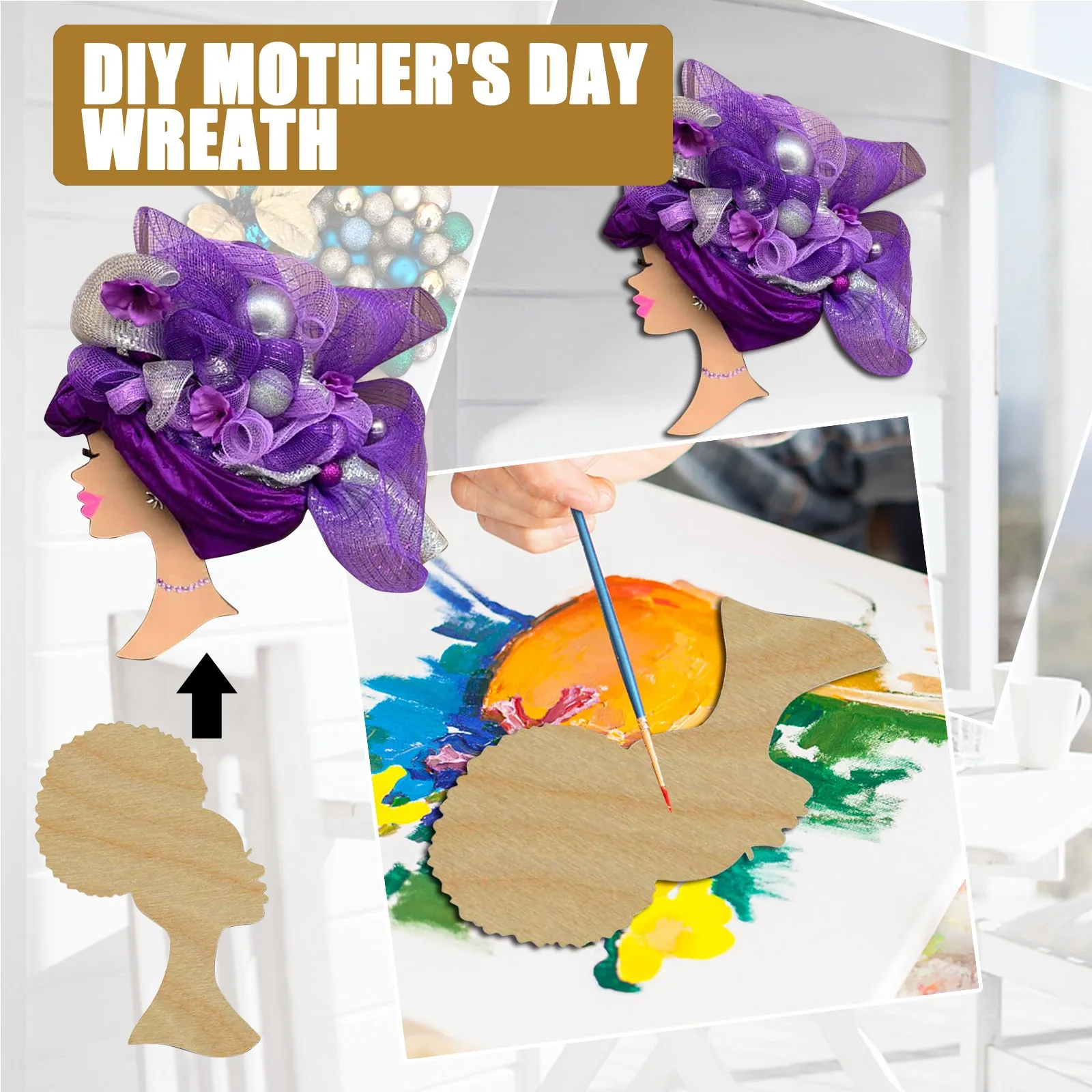 

DIY Head Wooden Silhouette Wreath Template for Silhouette Crafts Black Person Decoracion Hogar Moderno Schilderij