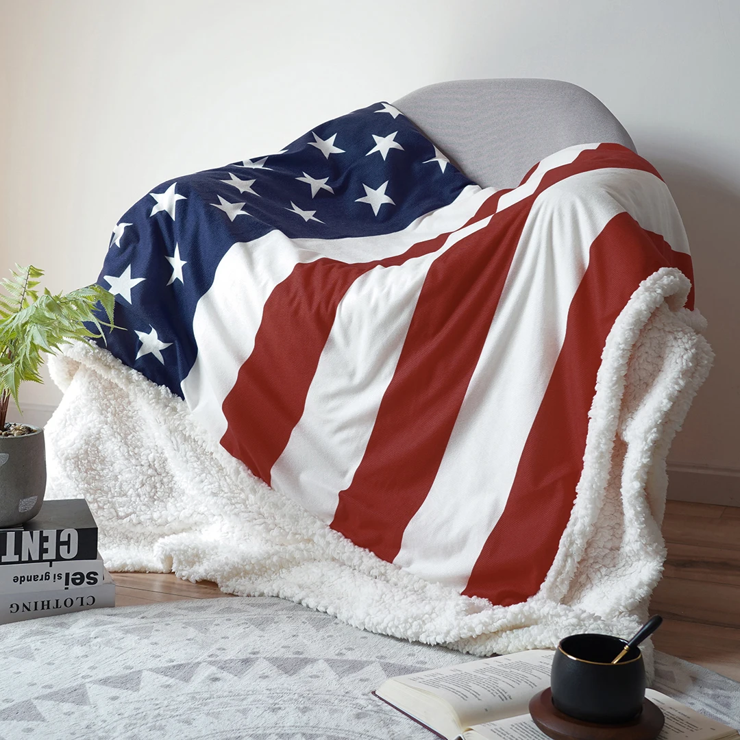 Одеяло с американским флагом шерстяное одеяло принтом зимнее кашемировое