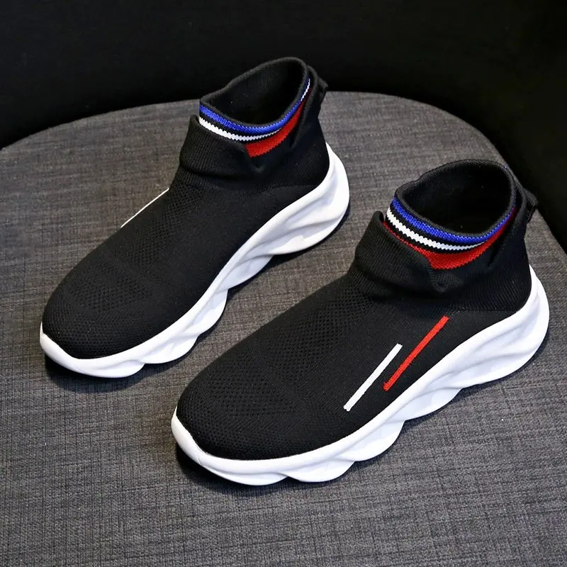 

2021 Spring New Fashion Women Sock Sneaker Round Toe Slip-On Beige Platform Shoes Woman Casual Black Running Mesh Shoe 35-40