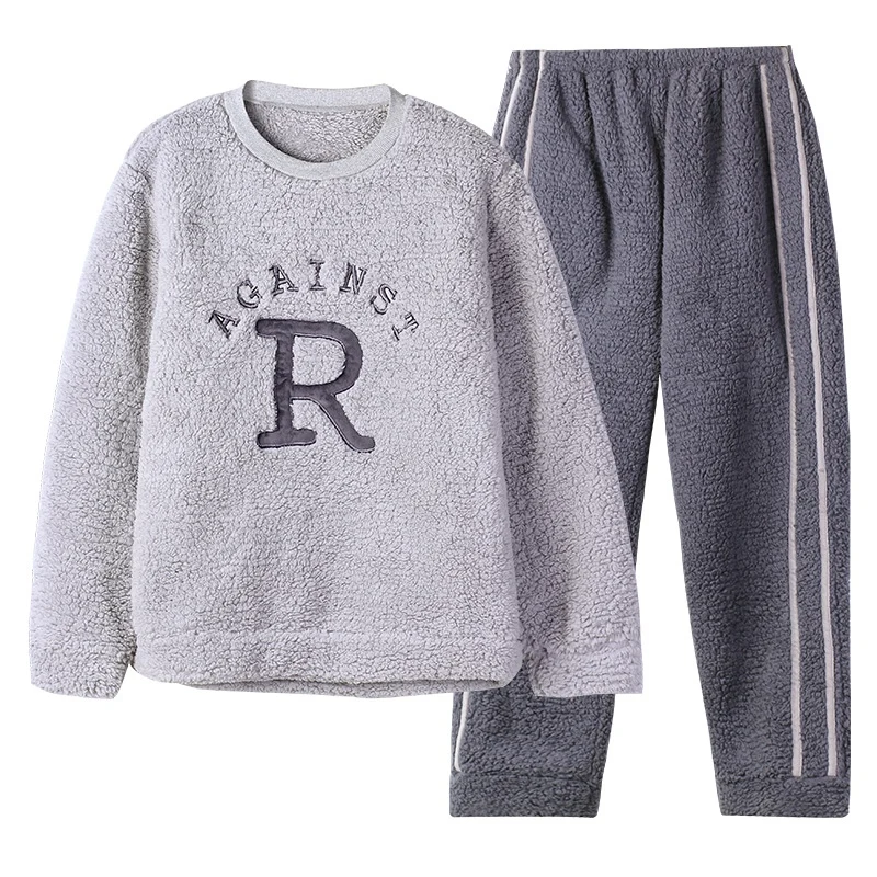 

Men's long sleeve long sleeve pajamas, coral velvet Nightgown, pajamas home clothes, 2020 family clothing