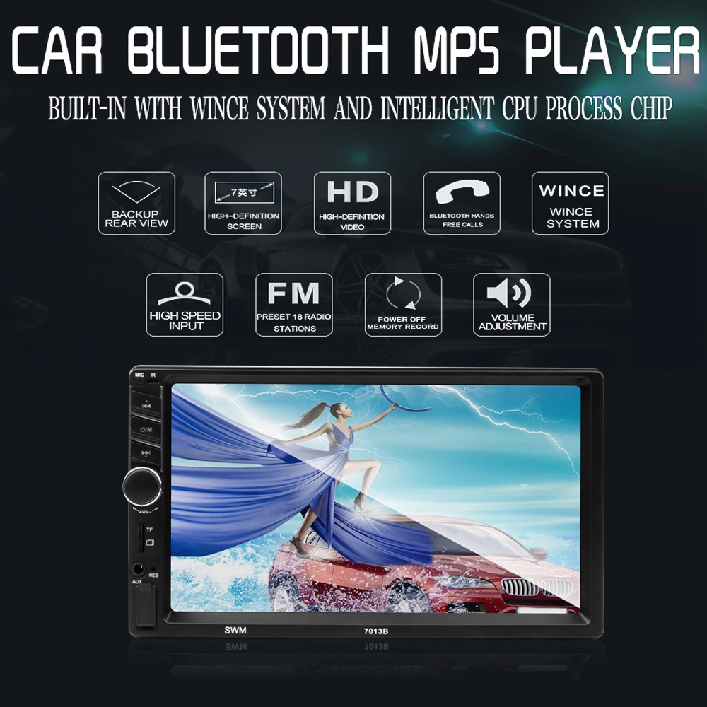 AUTO 7&quot HD Touch Screen 2 Din Car Radio For Carplay Android Player MP5 SD/FM/USB/AUX/Bluetooth Siri Voice control for IPhone |