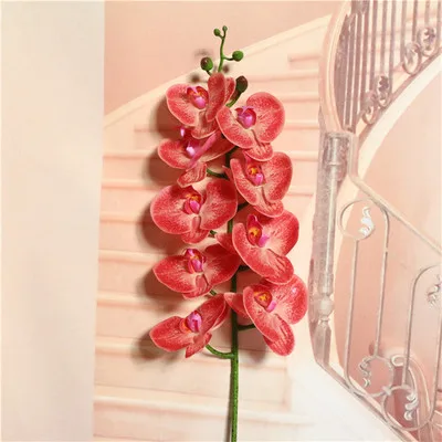 color7 1 set Цветок+ ваза 9 голов 95 см большой искусственный фаленопсис большая орхидея белый многоцветный Свадебный - Цвет: color7 1 set