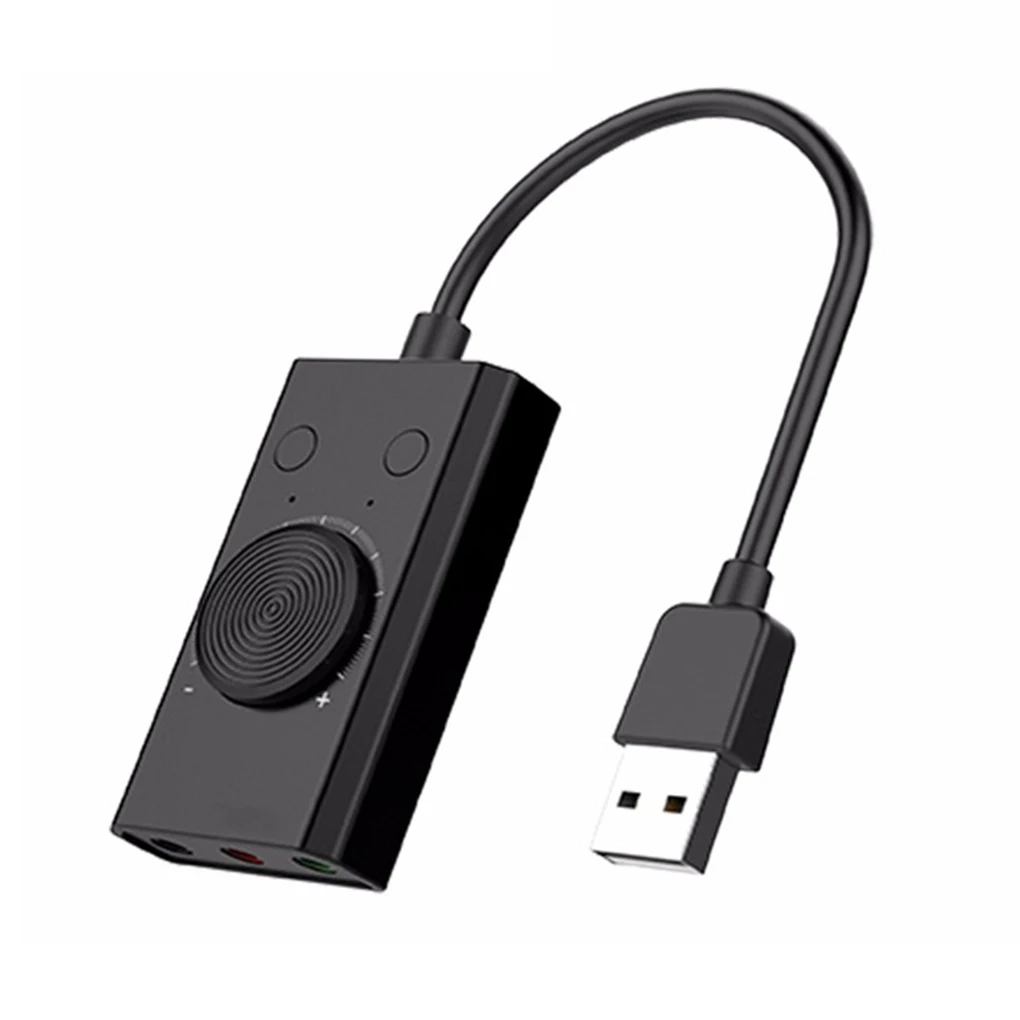 Портативный USB внешняя звуковая карта Микрофон Наушники типа «два-в-одном» для 3-Порты и разъёмы Выход регулируемый объем аудио адаптер - Цвет: Black