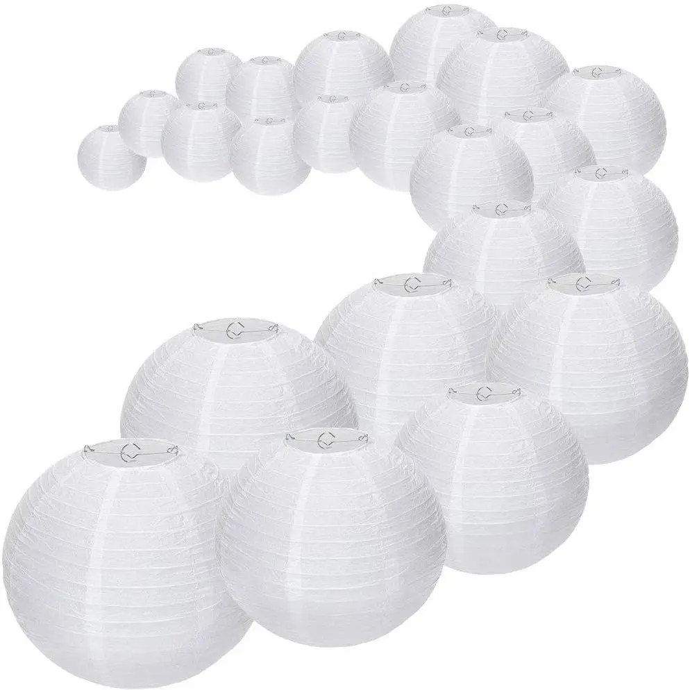 Набор белых бумажных фонарей 24 шт. многоразовые подвесные японские Китайские