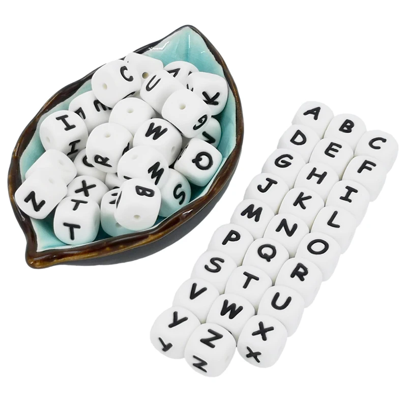 12mm Silicone Letter Beads 10pc Teething Bead BPA Free For Jewelry Making Baby Teether Necklace Pacifier Chain Accessories