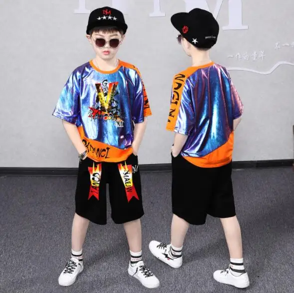 Детские танцевальные костюмы в стиле хип-хоп для мальчиков спортивные с коротким
