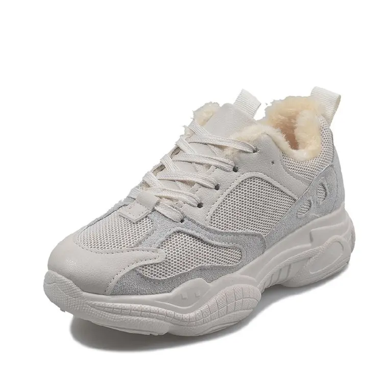 Женские повседневные кроссовки зимние теплая женская обувь с Плюшевым Мехом