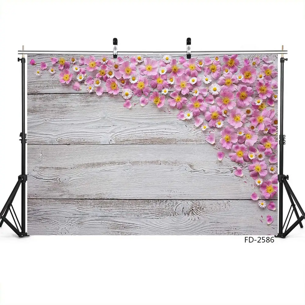 Розовый маленький цветок деревянная доска пол декорация детский душ дети