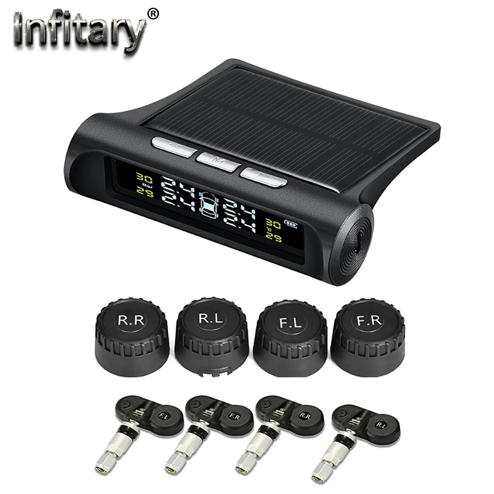 TP880 автомобильный TPMS система контроля давления в шинах Солнечная энергия жк-дисплей цветной дисплей с 4 внешними или внутренними датчиками автоматическая сигнализация
