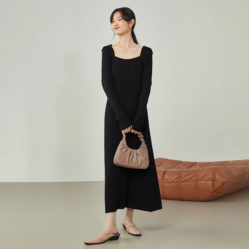 Женская вязаная юбка-трапеция fansilзанен черная облегающая длинная юбка с