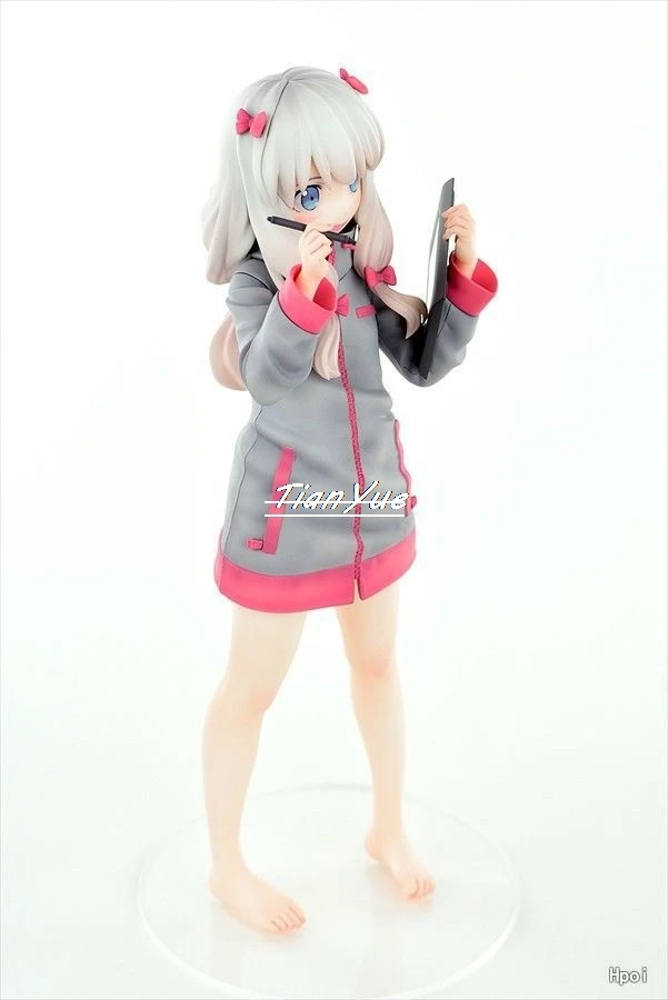 

Aquamarine Cute Kawaii Izumi Sagiri Anime My Illustrator Teacher Smiling Face 24cm PVC Statue Figure Model Toys