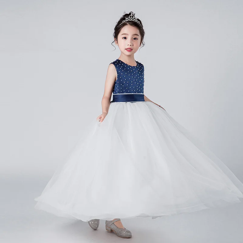 Женское вечернее платье без рукавов синее шелковое из тюля для вечеринки