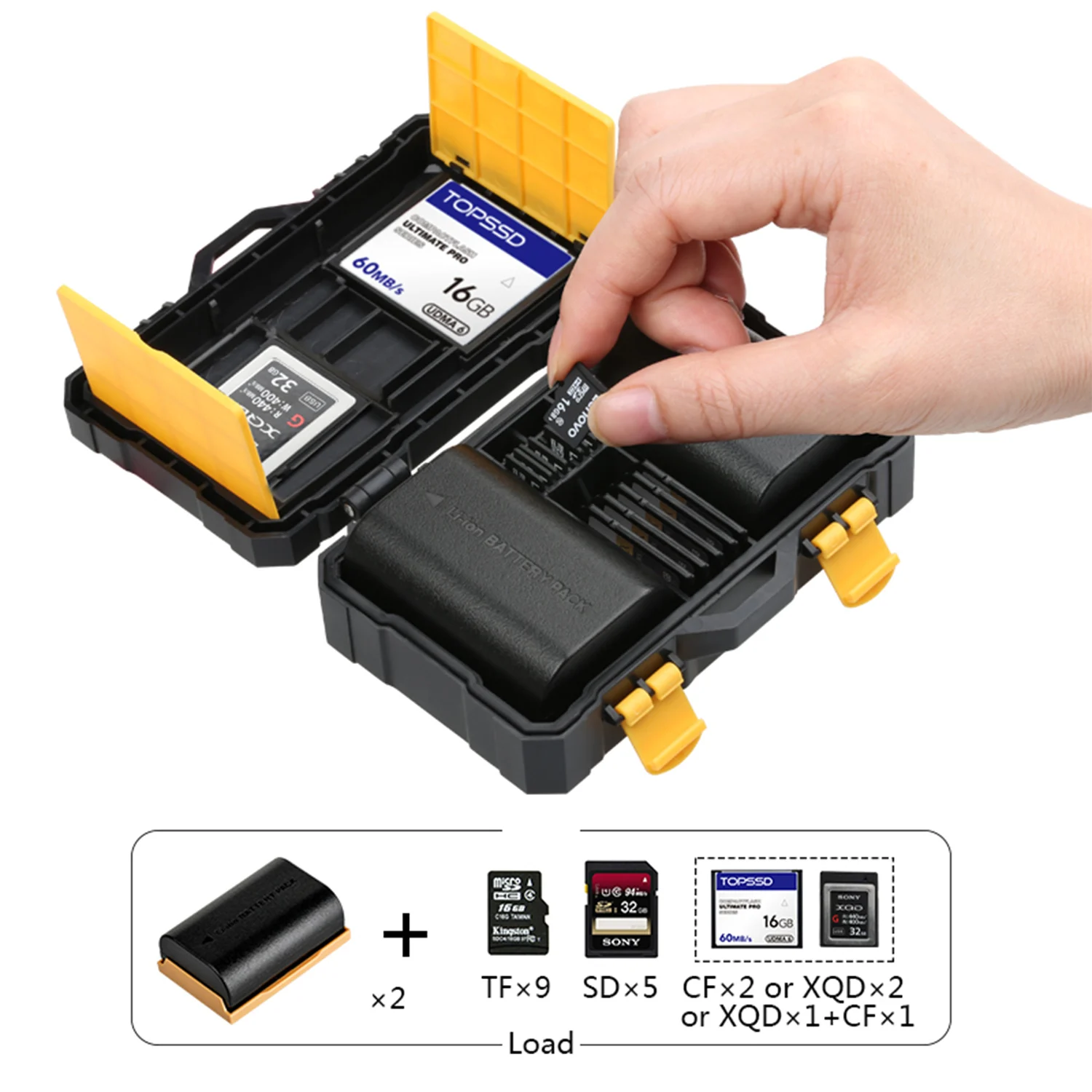 

Camera Battery Memory Card Storage Case Protection Box for 2 Camera Batteries and 16 Camera Memory Cards