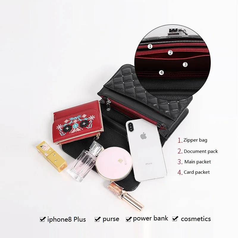 

2020 Women's Bag Genuine Leather Crossbody Bags Designer Handbag Luxury Purse Fashion Large Chain Messenger Shoulder Bag Bolsas