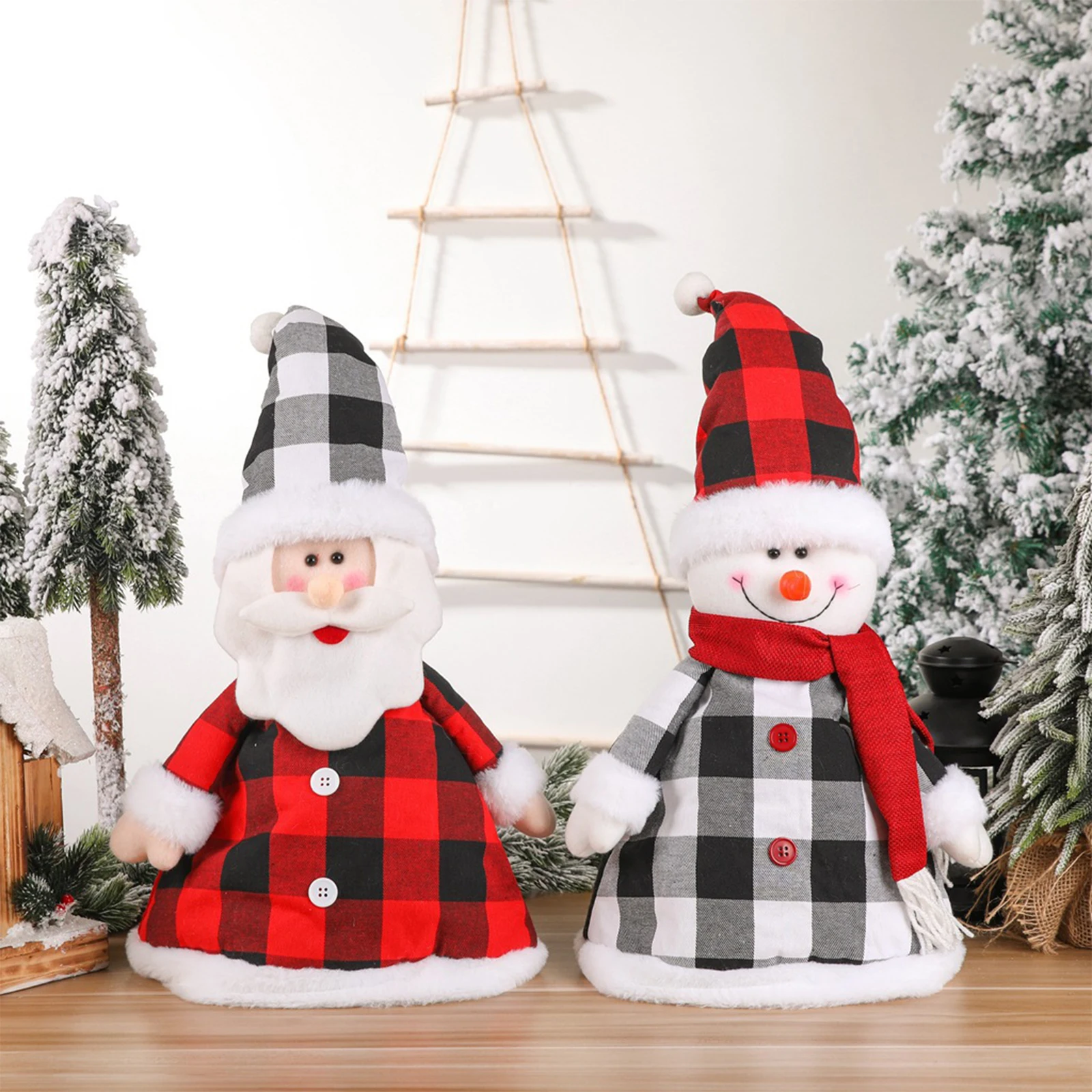 

Christmas Ornament Plaid Santa Claus/ Snowman Hanging Decorations Festival Ornament for Home Office Shops