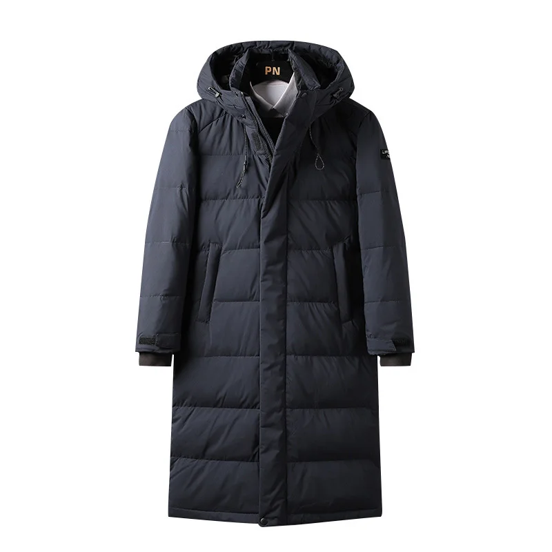 

Men Down Jacket Long Parka Coat 80% White Duck Winter Outwear White Hooded Overcoat Mens Fashion 2021