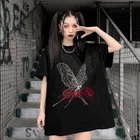 Женская футболка из 100% хлопка, топ с графическим принтом в стиле Харадзюку, ретро, корейский стиль, одежда в стиле темных панк, готический аниме, футболки, Лидер продаж
