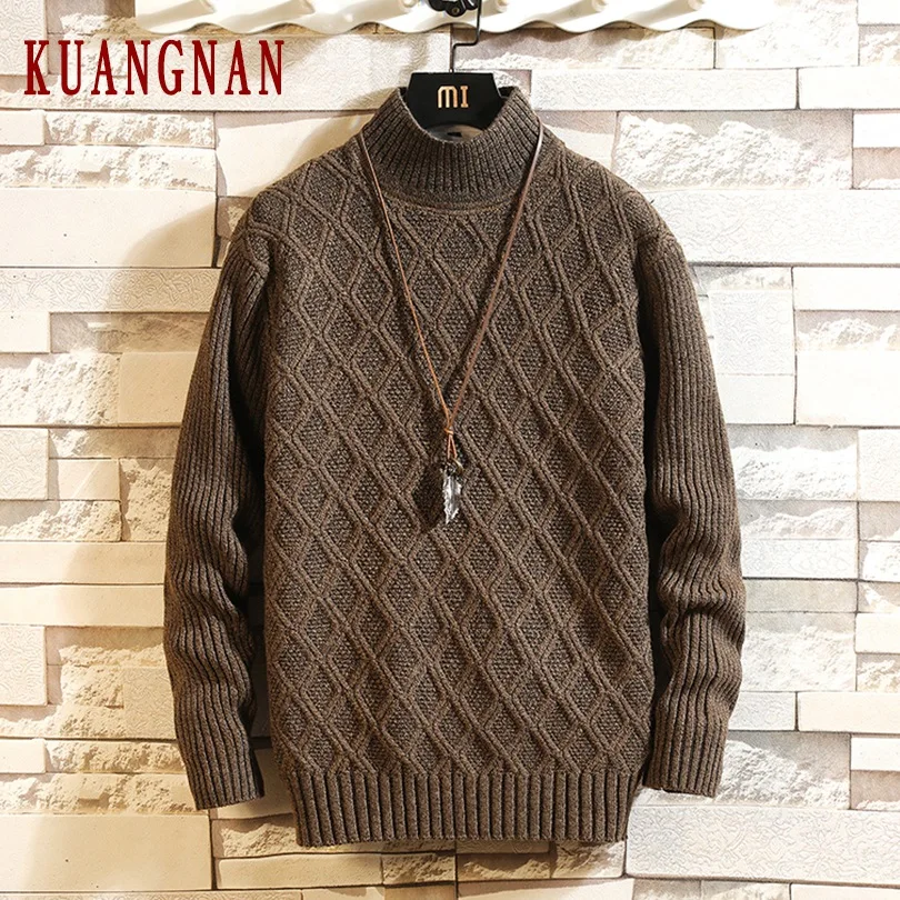 KUANGNAN Argyle вязанный зимний свитер мужской пальто пуловер и для мужчин зимние