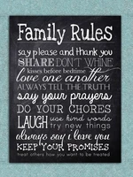 retro tin paintings metal sign retro shabby chic family rules decorative tin wall plaque gift