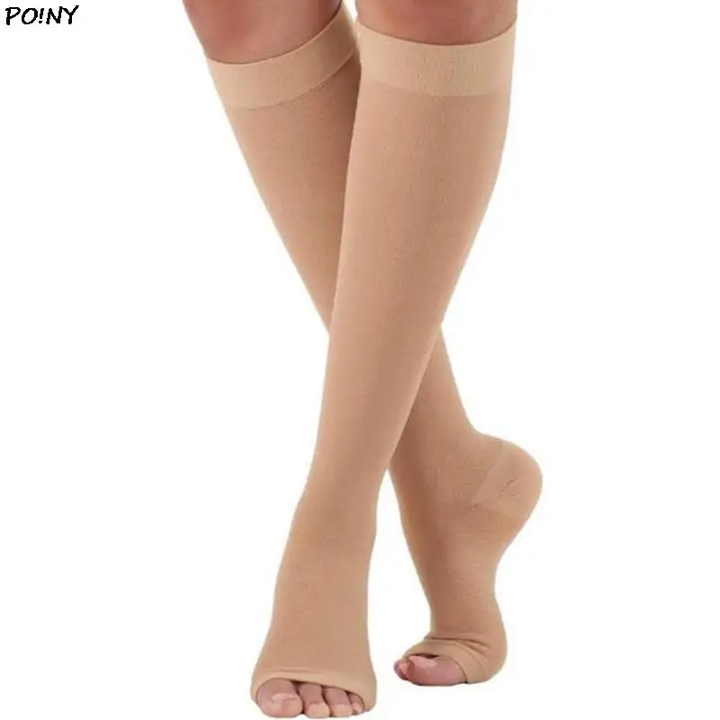 

S-XL Elastic Open Toe Knee High Stockings Calf Compression Stockings Varicose Veins Treat Shaping Graduated Pressure Stockings