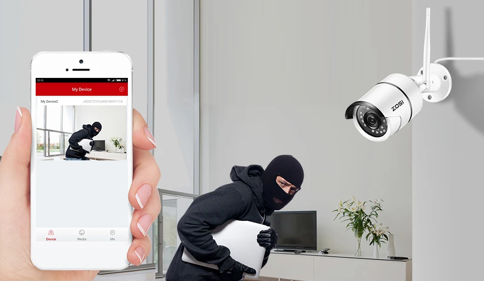 ZOSI Беспроводная ip-камера безопасности, 1080p Full HD уличная Водонепроницаемая WiFi IP камера наблюдения, камера обнаружения движения, сигнализация