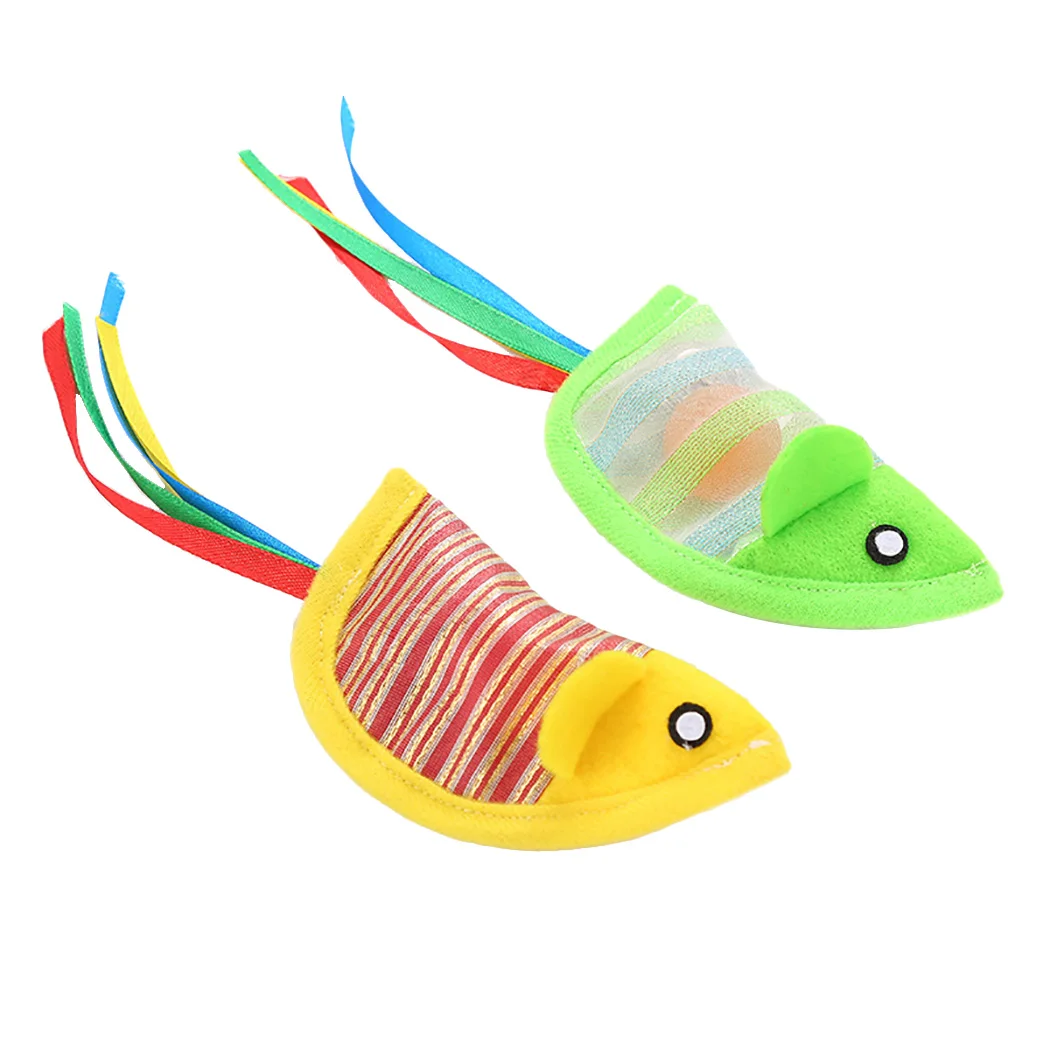 

New 2pcs Cute Cat Toy Fish Shaped Ball Bell Pet Kitten Funny Chew Toy Little Interactive Bite Toy Cat Toys