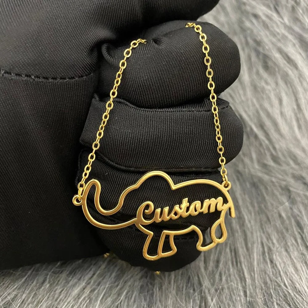 Stainless steel Gold Elephant Pendant Necklace 2021 New Fashion Personalized Custom Name Necklace For Women Colar Jewelry Gift