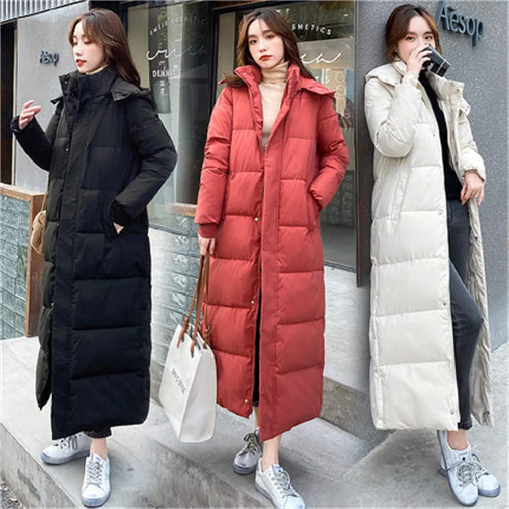 

2021 Down Padded Jacket Women's Korean Version Of Loose Winter Jacket Long Over The Knee New Winter Padded Jacket Thickened