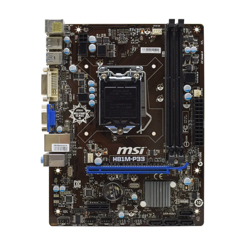 Материнская плата MSI H81M-P33 1150 материнская LGA Intel H81 DDR3 16 ГБ с поддержкой Core i7 i5 i3