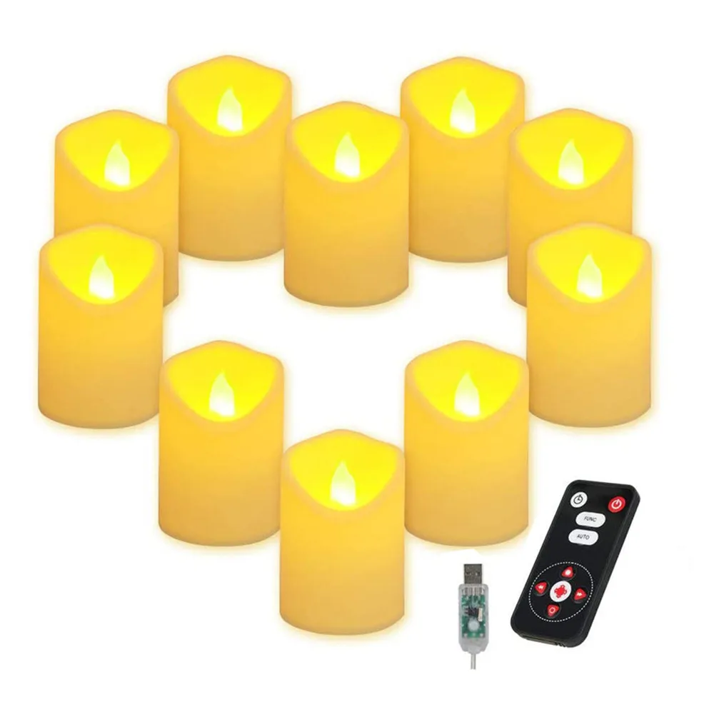 LED Candle String Light Flameless Warm White Bright Tealights USB/Battery Powered with 8key Remote Control Night Lights