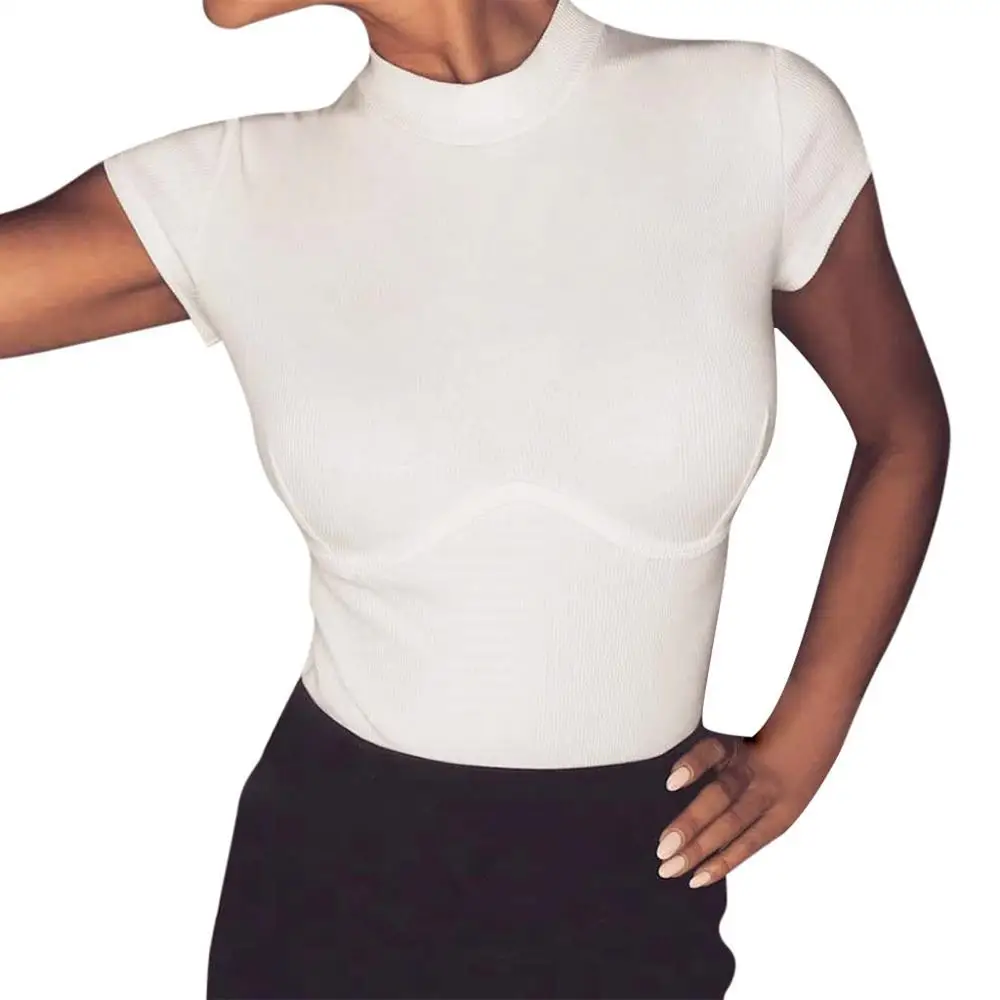 Модная женская блузка летняя Тонкая Повседневная однотонная с короткими