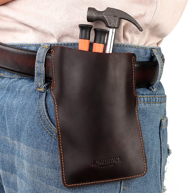 Мужская кожаная сумка Crazy Horse Повседневная маленькая из воловьей кожи с крючком