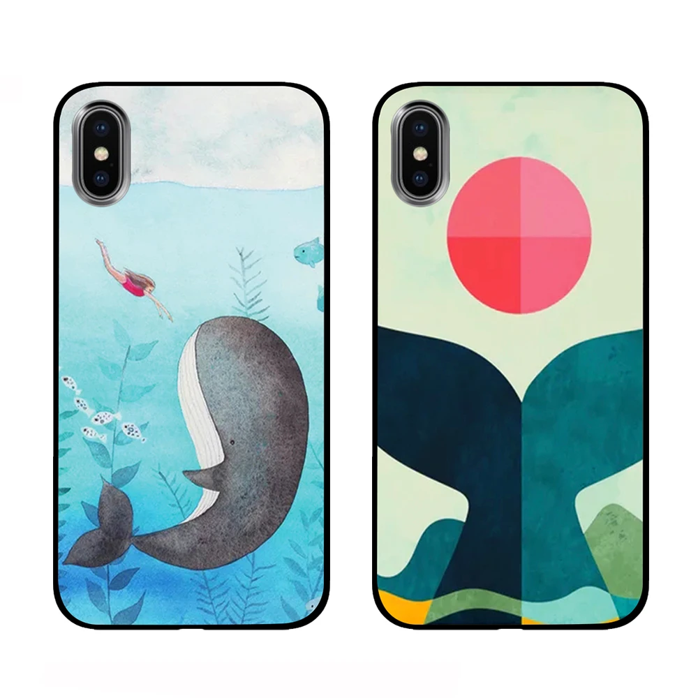 Китовые волны Черный чехол ТПУ для iPhone 5 5S 6 6s 7 8 Plus X XS XR 11 Pro Max | Мобильные телефоны и