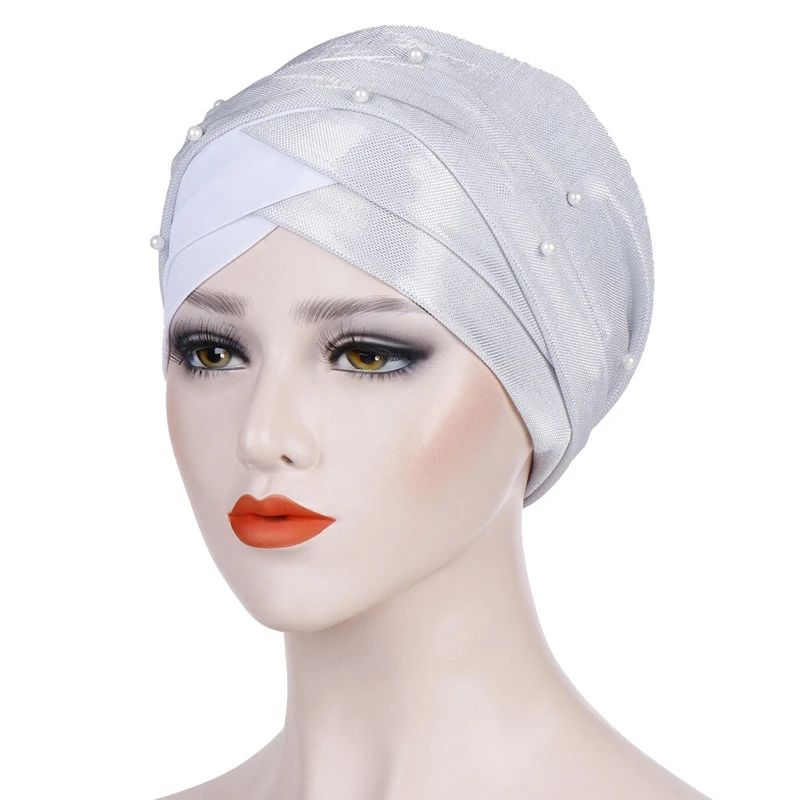 

pearl muslim head scarf women hijab caps Velveteen turban hat Muslim turban folding pile hat Fashion Knitted Scarf Hijabs