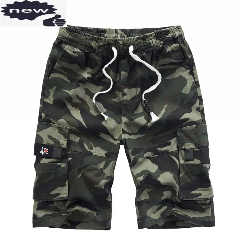 

Mens Casual Loose Drawstring Cargo Shorts Oversized 8XL Cotton Jogging Sweatpants Summer Beach Camouflage Knee-Length Trousers
