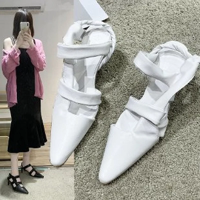 

Sandals Women Summer New Fashion Women's Sandals 2021 Thin High Heel Women Pointy Toe Pumps Shoes Pleated Sandsals