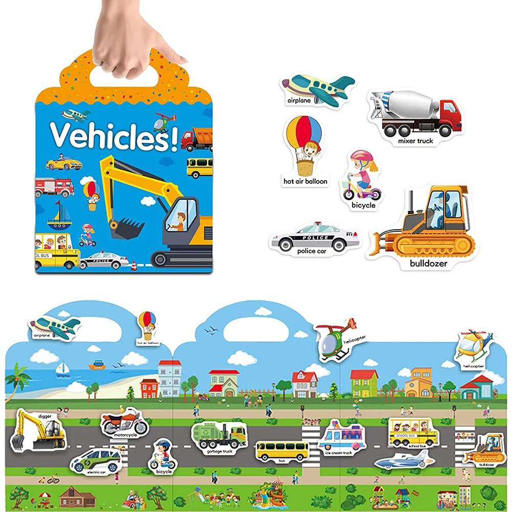 

Hot New Children Scene Stickers DIY Hand-on Puzzle Sticker Books Reusable Cartoon Animal Learning Cognition Toys For Kids Gift