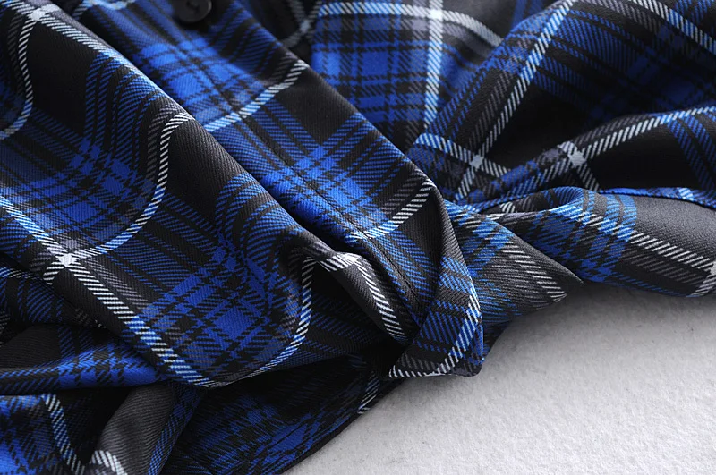 

2021 Women Crop Tops Mujer Short Plaid Printed Office Lady OL Blusas Female Fashion Vintage Loose Irregularity Blouses S091