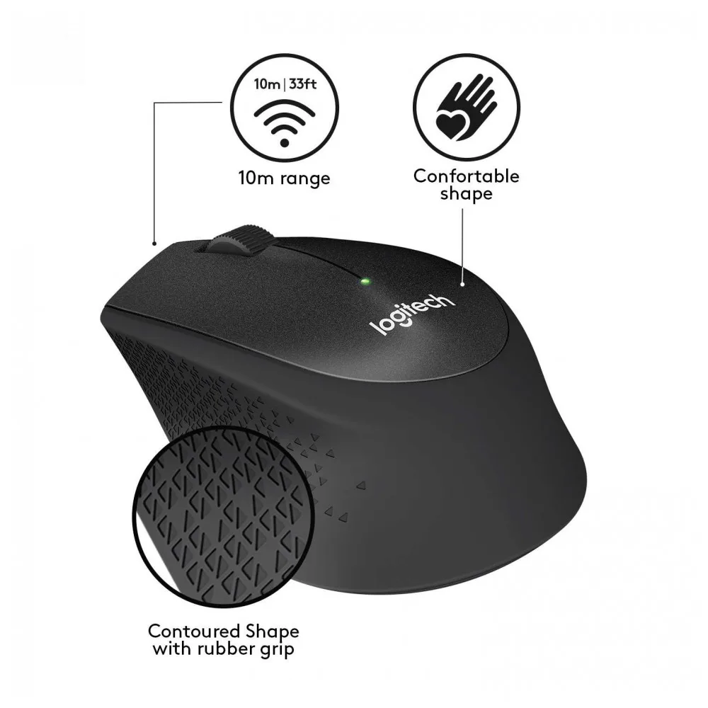 Мышь беспроводная Logitech M330 Silent Plus Black (черная оптическая 1000dpi 2.4 GHz/USB ресивер