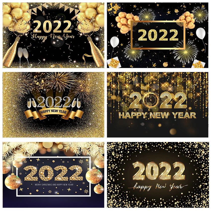 

Mocsicka 2022 New Year Photography Background Champagne Balloon Fireworks Decoration Customized Poster Photo Backdrop Banner