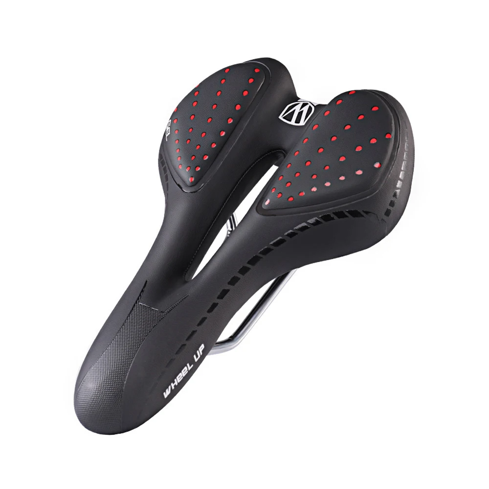 

Bicycle Seat Silicone Cushion PU Leather Surface Silica Filled Gel Hollow Cycling Shockproof Road Mountain Bike Saddle