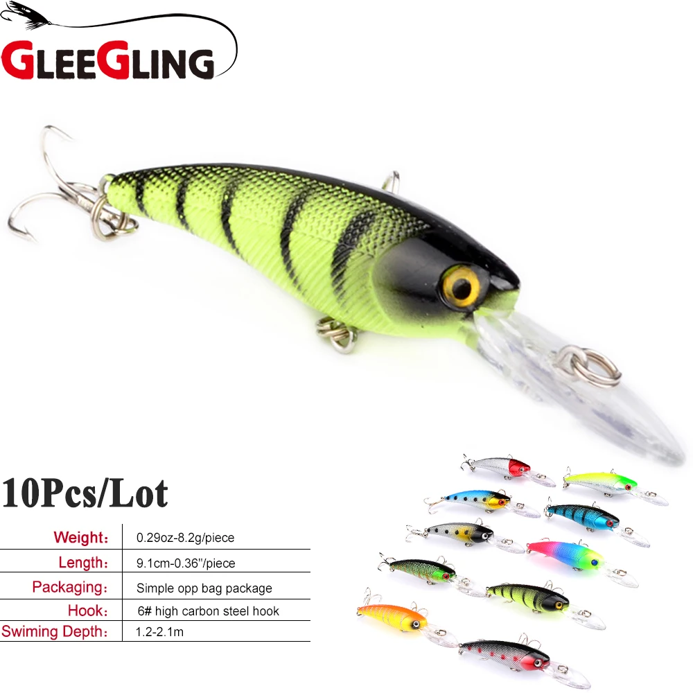 GLEEGLING 10 шт. рыболовные приманки Crankbait 9 см/8 3 г Minnow Souple Peche Leurre Swiming Fly рыболовный